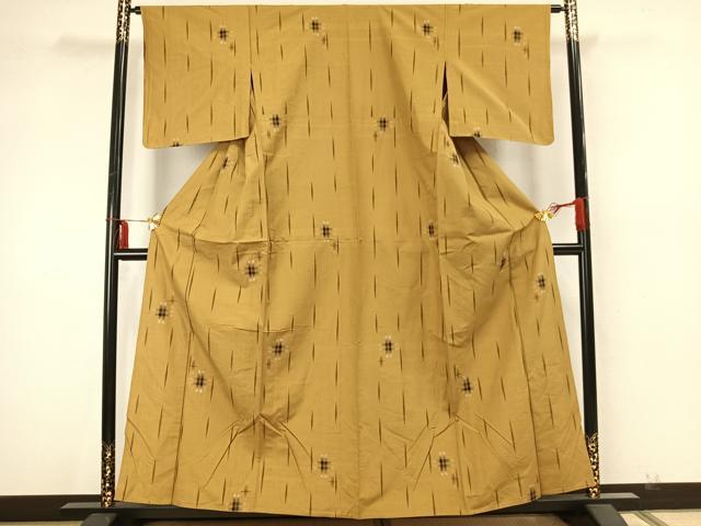 平和屋着物▽上質な紬 単衣 井桁絣 ますいわ屋扱い 正絹 逸品 AAAZ9635fy