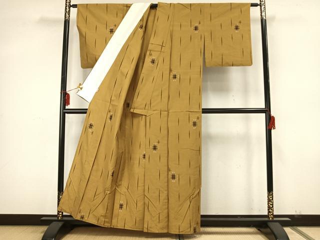 平和屋着物▽上質な紬 単衣 井桁絣 ますいわ屋扱い 正絹 逸品 AAAZ9635fy