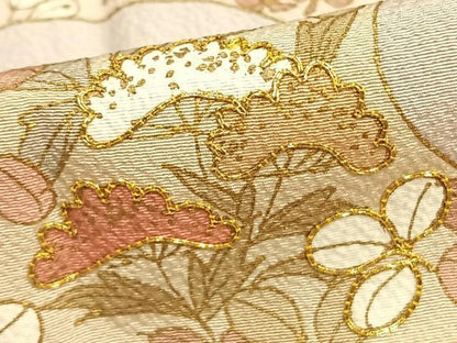 平和屋着物▽訪問着　単衣　駒刺繍　エ霞花文　ロング丈　正絹　逸品　AAAZ9636fy