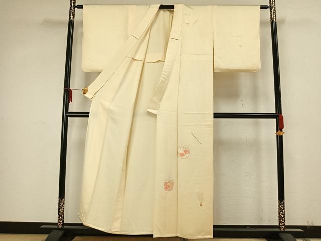 平和屋着物▽訪問着 単衣 総刺繍 仕覆花文 正絹 逸品 AAAZ9640fy