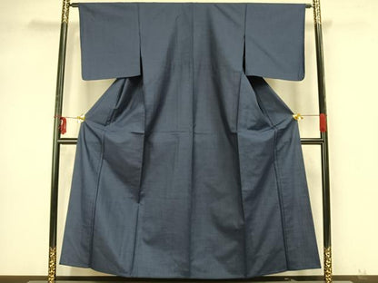 平和屋着物▽上質な紬 単衣 色無地 留紺色 正絹 逸品 未使用 AAAZ9643fy