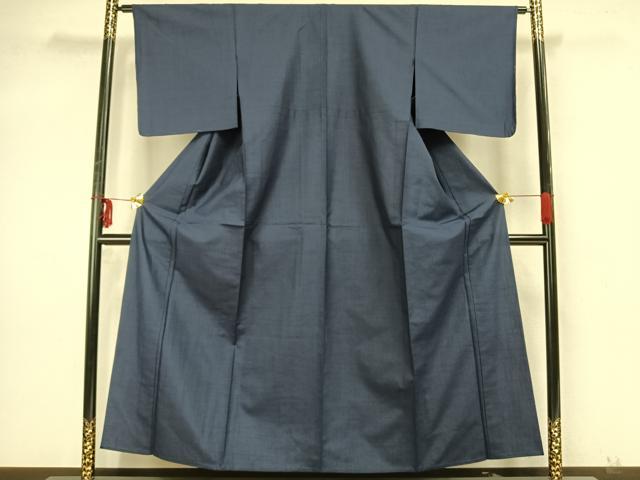 平和屋着物▽上質な紬 単衣 色無地 留紺色 正絹 逸品 未使用 AAAZ9643fy