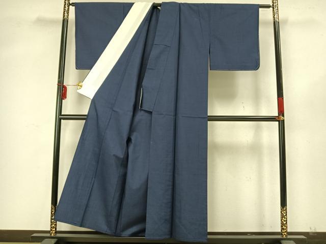 平和屋着物▽上質な紬 単衣 色無地 留紺色 正絹 逸品 未使用 AAAZ9643fy