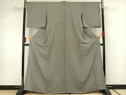 平和屋着物▽上質な小紋　単衣　竹文　正絹　逸品　AAAZ9646fy