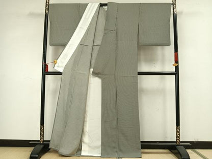 平和屋着物▽上質な小紋　単衣　竹文　正絹　逸品　AAAZ9646fy
