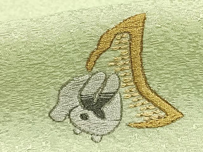 平和屋着物▽上質な小紋 単衣 総刺繍 月 兎 金銀糸 正絹 逸品 AAAZ9647fy