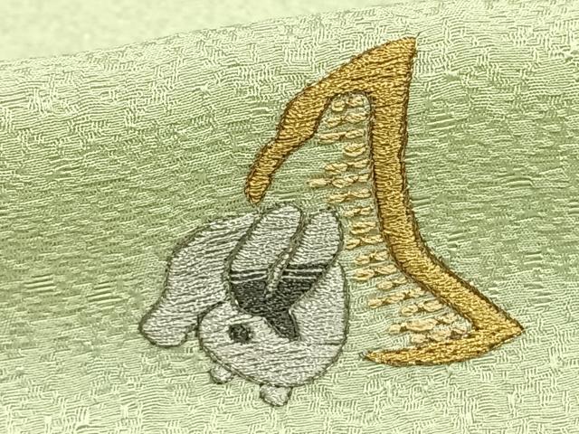 平和屋着物▽上質な小紋 単衣 総刺繍 月 兎 金銀糸 正絹 逸品 AAAZ9647fy