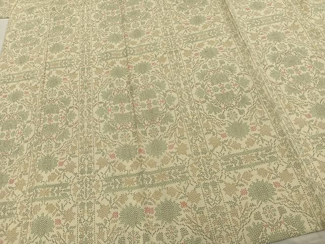 平和屋着物▽本塩沢 単衣 幾何学文 正絹 逸品 AAAZ9649fy
