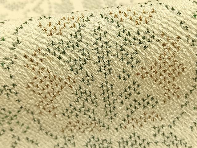平和屋着物▽本塩沢 単衣 幾何学文 正絹 逸品 AAAZ9649fy