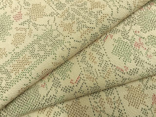 平和屋着物▽本塩沢 単衣 幾何学文 正絹 逸品 AAAZ9649fy