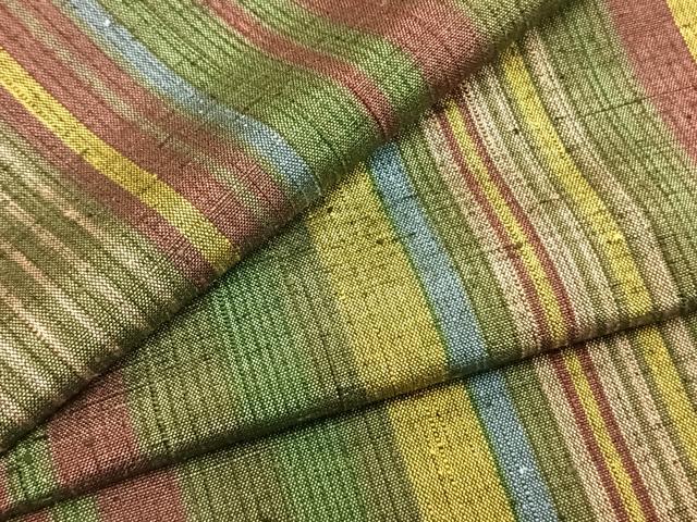 平和屋着物▽上質な紬 単衣 縞 正絹 逸品 未使用 AAAZ9652fy