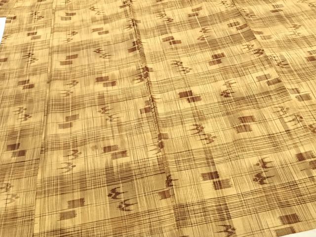 平和屋着物▽上質な紬　単衣　飛鳥文　正絹　逸品　AAAZ9653fy