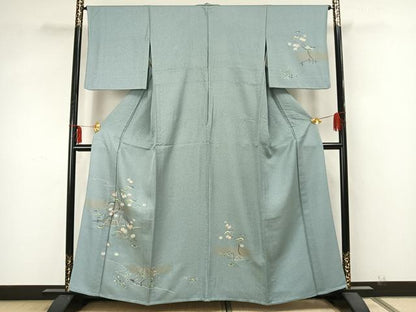 平和屋着物▽訪問着 単衣 風景枝花文 金彩 正絹 逸品 AAAZ9656fy