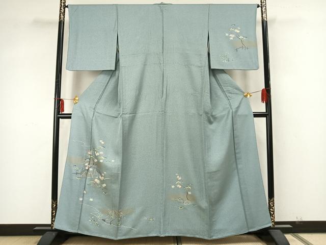 平和屋着物▽訪問着 単衣 風景枝花文 金彩 正絹 逸品 AAAZ9656fy