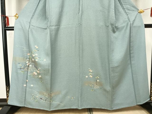 平和屋着物▽訪問着 単衣 風景枝花文 金彩 正絹 逸品 AAAZ9656fy