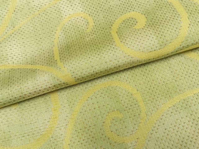 平和屋着物▽お召　単衣　唐草文　正絹　逸品　AAAZ9657fy