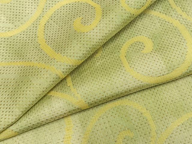 平和屋着物▽お召　単衣　唐草文　正絹　逸品　AAAZ9657fy