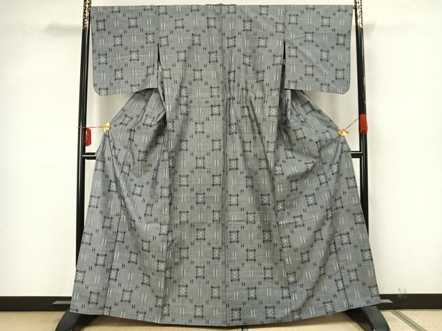平和屋着物▽上質な紬 単衣 琉球絣文様 正絹 逸品 AAAZ9660fy