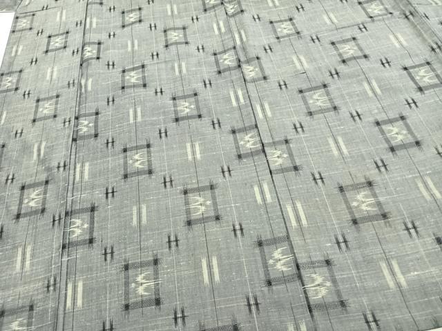 平和屋着物▽上質な紬 単衣 琉球絣文様 正絹 逸品 AAAZ9660fy