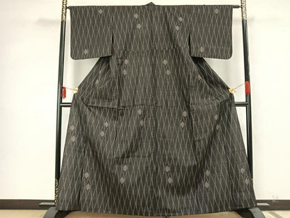 平和屋着物▽上質な紬 単衣 立涌花文 正絹 逸品 AAAZ9661fy