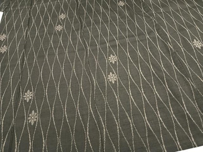 平和屋着物▽上質な紬 単衣 立涌花文 正絹 逸品 AAAZ9661fy