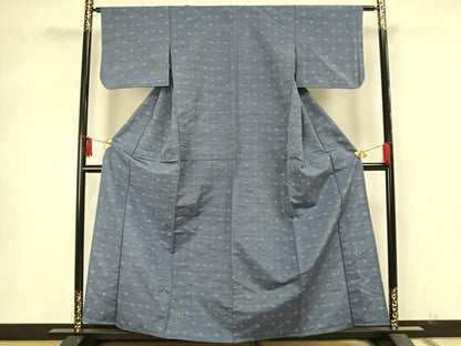 平和屋着物▽上質な紬　単衣　絣柄　正絹　逸品　AAAZ9662fy