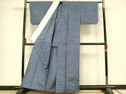 平和屋着物▽上質な紬　単衣　絣柄　正絹　逸品　AAAZ9662fy
