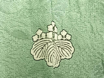 平和屋着物▽上質な色無地　単衣　草花地紋　薄萌葱色　正絹　逸品　未使用　AAAZ9663fy