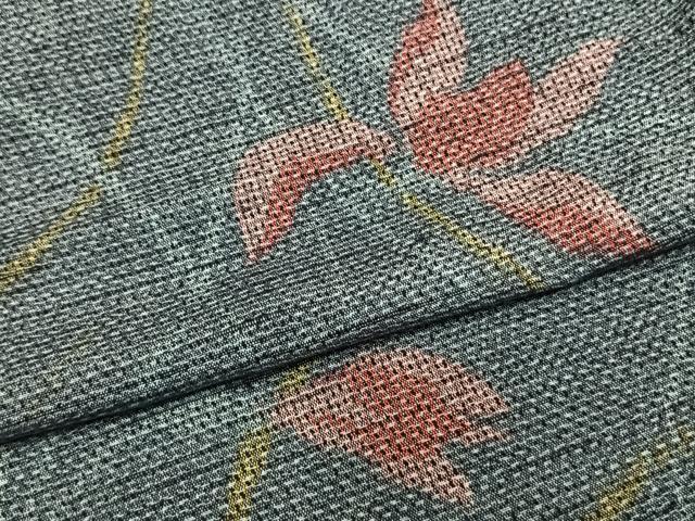平和屋着物▽上質な紬 単衣 舞花文 正絹 逸品 AAAZ9664fy