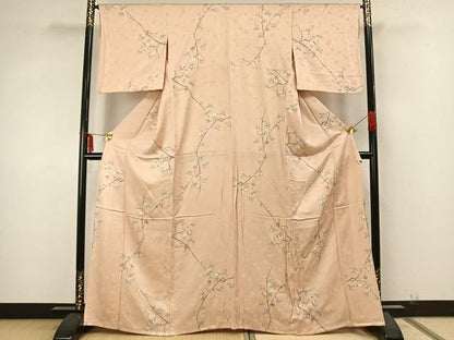 平和屋着物▽上質な小紋 単衣 枝花文 金銀彩 正絹 逸品 AAAZ9667fy
