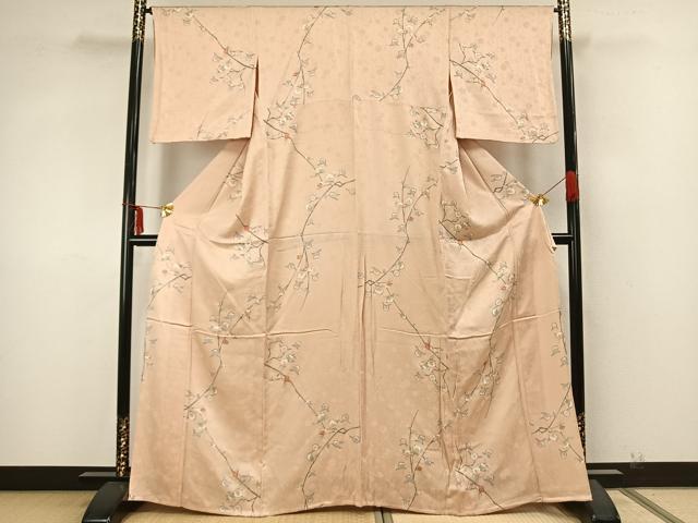 平和屋着物▽上質な小紋 単衣 枝花文 金銀彩 正絹 逸品 AAAZ9667fy