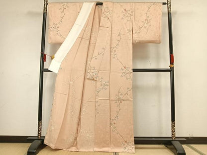 平和屋着物▽上質な小紋 単衣 枝花文 金銀彩 正絹 逸品 AAAZ9667fy