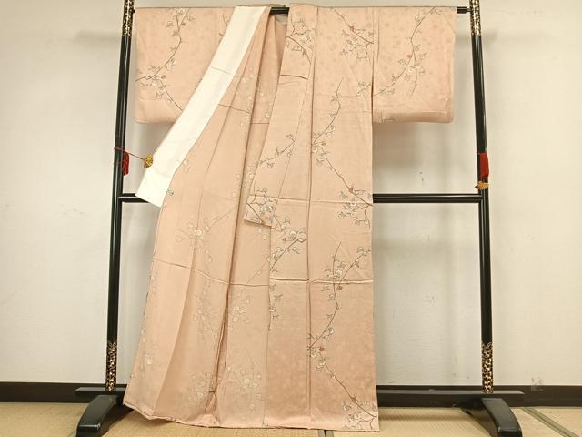 平和屋着物▽上質な小紋 単衣 枝花文 金銀彩 正絹 逸品 AAAZ9667fy