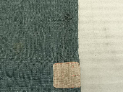 平和屋着物▽上質な紬 単衣 色無地 作家物 錆御納戸色 正絹 逸品 AAAZ9670fy