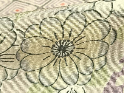 平和屋着物▽訪問着 単衣 紬地 切嵌花文 正絹 逸品 AAAZ9671fy