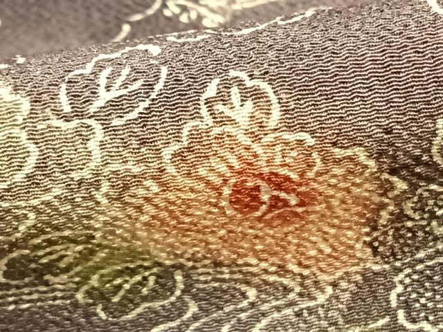 平和屋着物▽上質な小紋　単衣　型染め　草花文　暈し染め　正絹　逸品　AAAZ9673fy