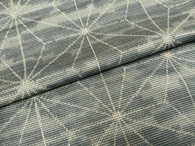 平和屋着物▽上質な紬 単衣 麻の葉文様 正絹 逸品 AAAZ9674fy