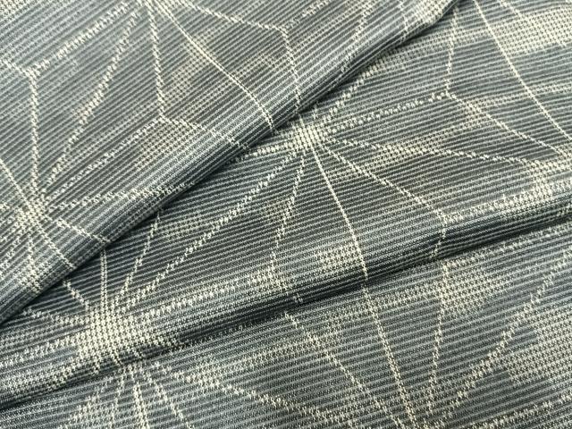 平和屋着物▽上質な紬 単衣 麻の葉文様 正絹 逸品 AAAZ9674fy