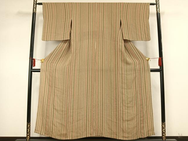 平和屋着物▽上質な小紋 単衣 縞 鈴乃屋扱い 正絹 逸品 AAAZ9676fy