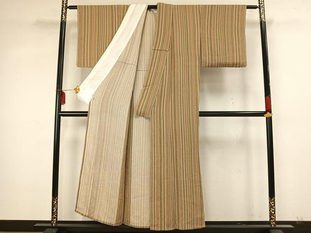 平和屋着物▽上質な小紋 単衣 縞 鈴乃屋扱い 正絹 逸品 AAAZ9676fy