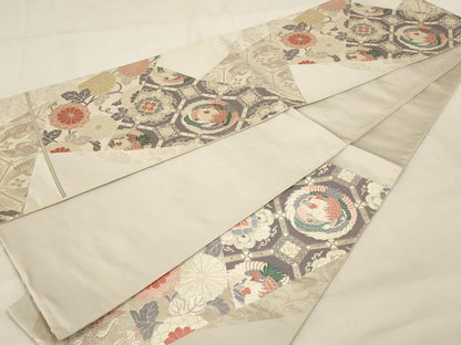 平和屋着物◎六通柄袋帯 唐織 鳳凰花文 銀糸 正絹 逸品 AAAZ9850tn