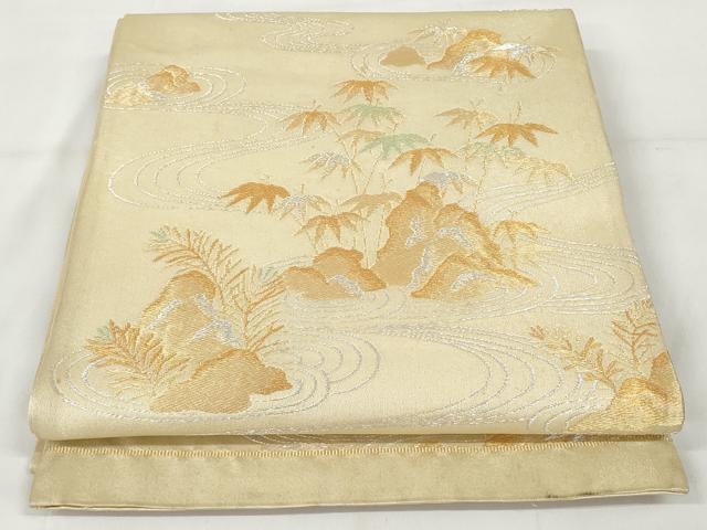 平和屋着物◎六通柄袋帯 流水松文 金銀糸 正絹 逸品 AAAZ9856tn