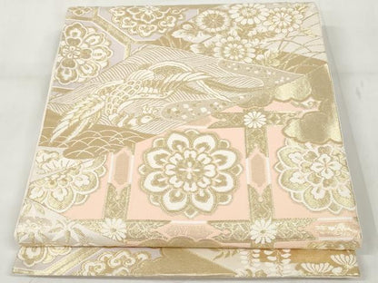 平和屋着物◎六通柄袋帯 鳳凰花文 金糸 正絹 逸品 AAAZ9870tn