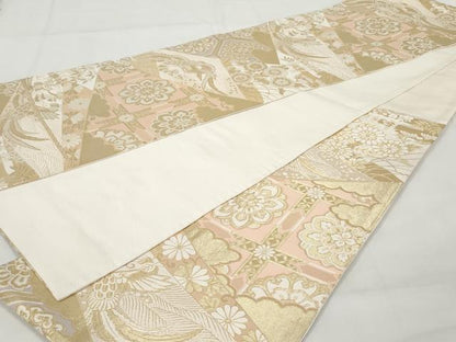 平和屋着物◎六通柄袋帯 鳳凰花文 金糸 正絹 逸品 AAAZ9870tn