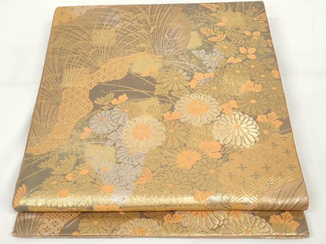 平和屋着物◎六通柄袋帯 吉祥花文 金銀糸 正絹 逸品 AAAZ9871tn
