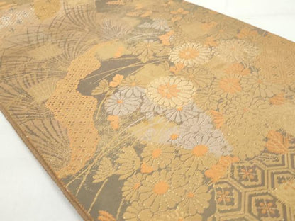平和屋着物◎六通柄袋帯 吉祥花文 金銀糸 正絹 逸品 AAAZ9871tn