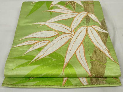 平和屋着物◎六通柄袋帯 唐織 笹竹文 金糸 正絹 逸品 AAAZ9875tn