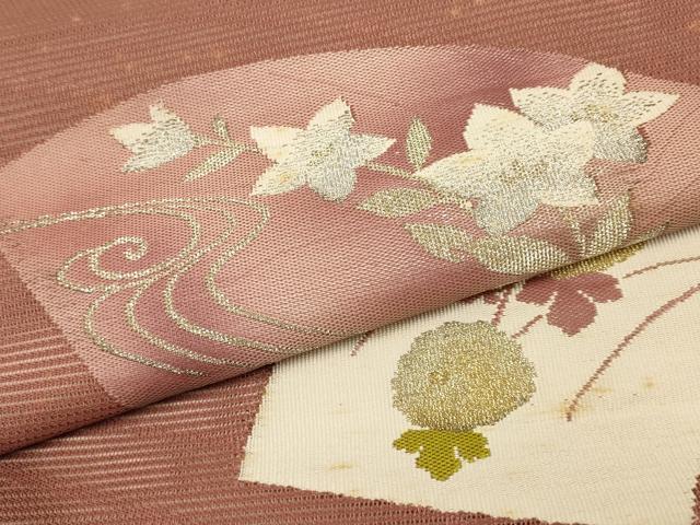 平和屋着物＊夏物 西陣 名古屋帯 反物 地紙花文 金銀糸 正絹 逸品 未使用 AAAZ9911ay