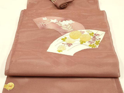 平和屋着物＊夏物 西陣 名古屋帯 反物 地紙花文 金銀糸 正絹 逸品 未使用 AAAZ9911ay