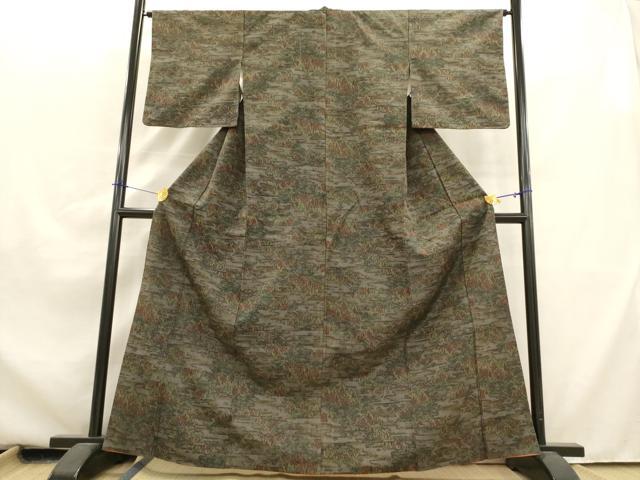 平和屋着物■上質な紬 霞樹林文 正絹 逸品 AABA0036br